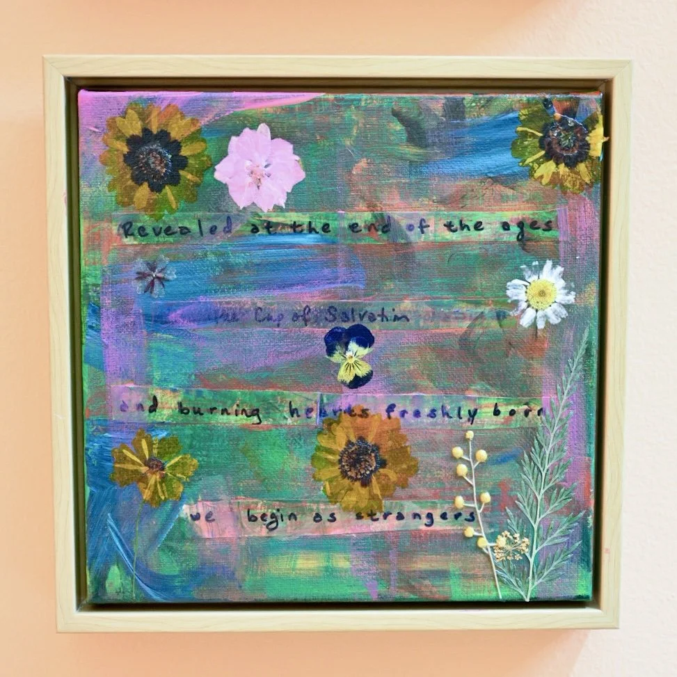 straight-on shot of a single canvas within the Emmaus Road triptych