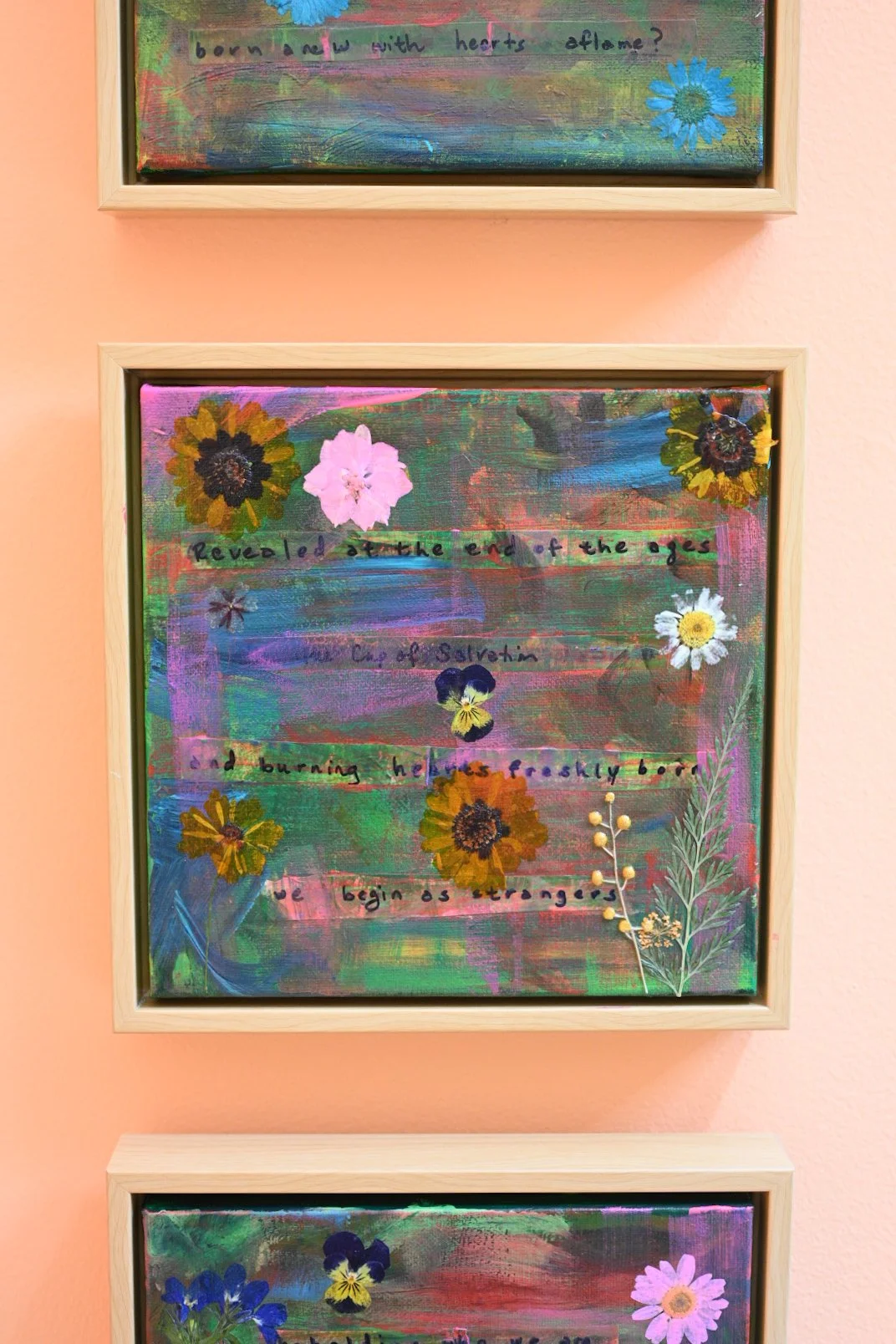 close-up detailed shot of one of the canvases from the Emmaus Road triptych
