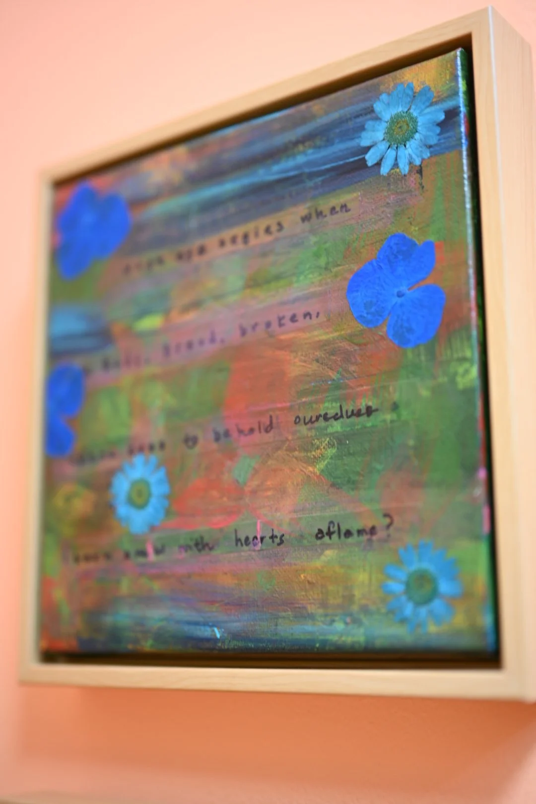 an angled detail shot of one canvas in the Emmaus Road triptych
