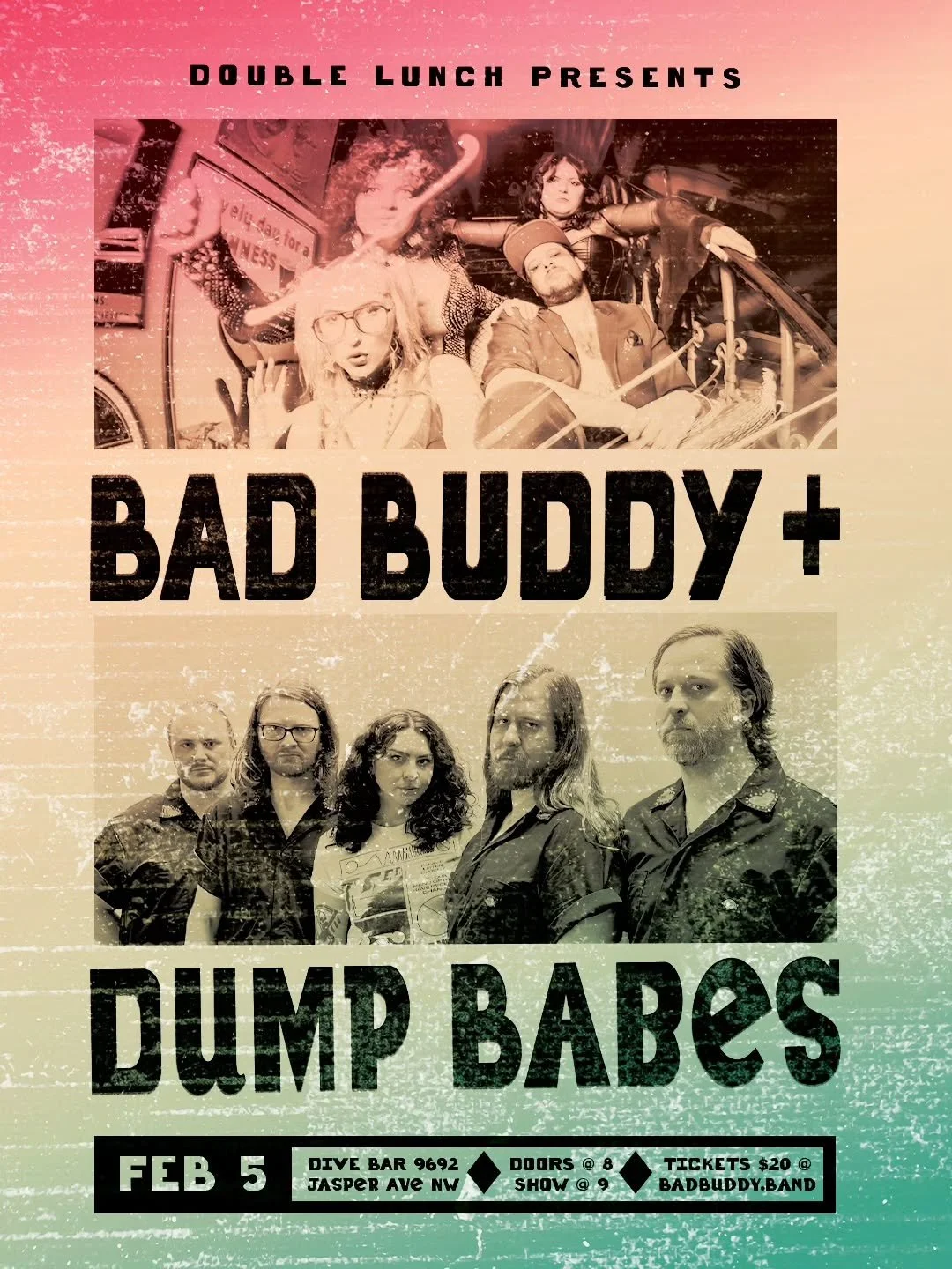 Just Announced! 

Bad Buddy are coming to The Dive Bar and bringing Saskatoon's Dump Babes with them. 

On February 5, come check out two of Western Canada's best bands.

Doors 8/Show 9
Tickets in our Linktree. Check our bio.

If you want to go to th