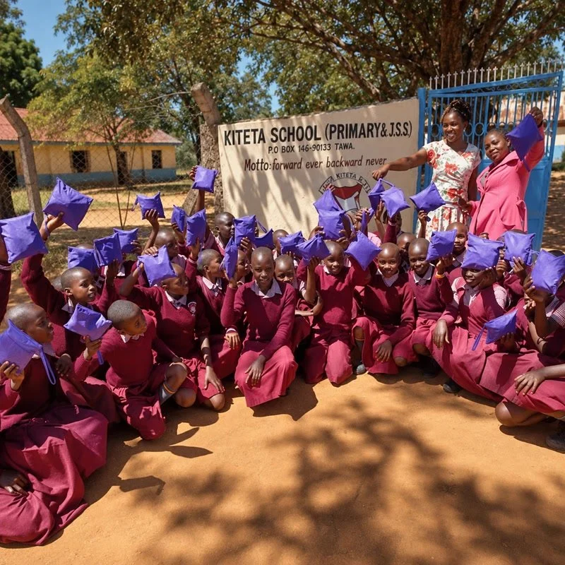 Locally made reusable menstrual products distributed to the Kiteta students.