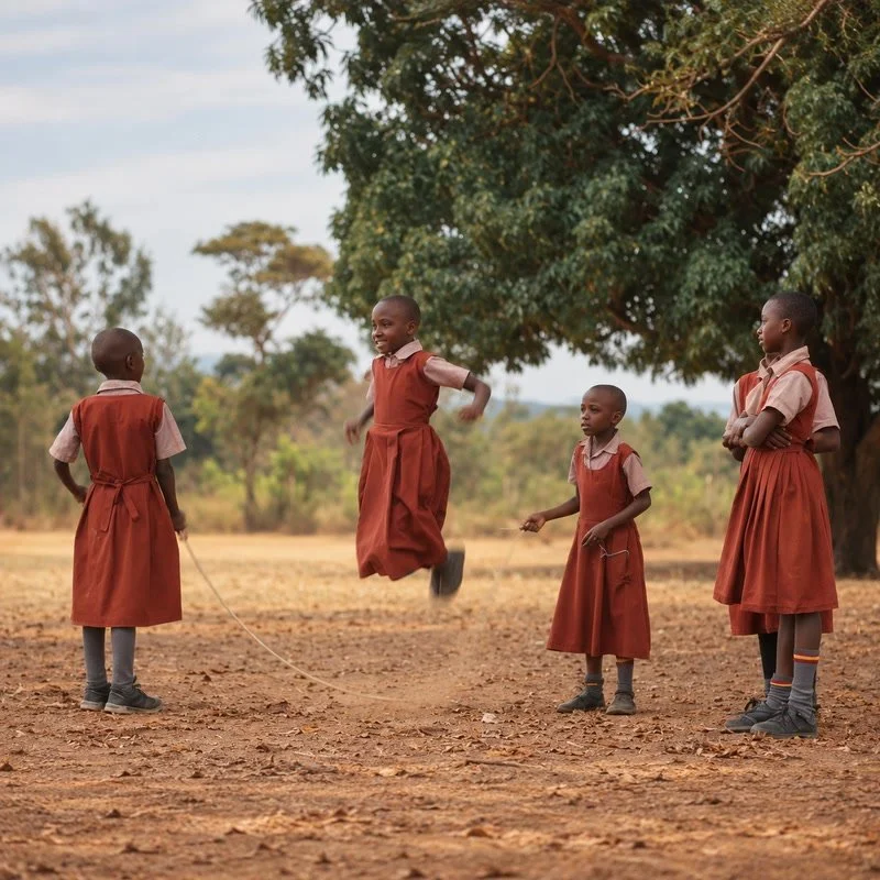 Kiteta students playing jump rope.