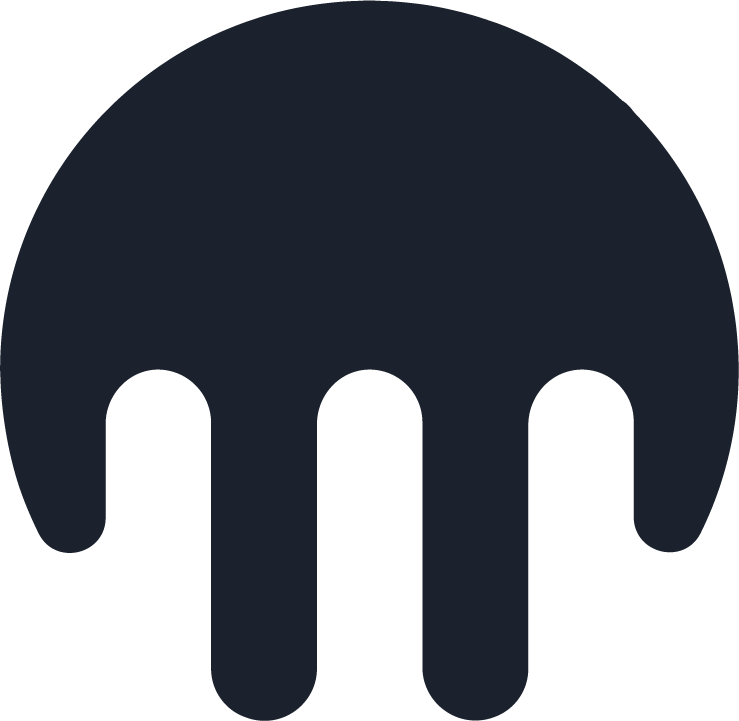Navy blue logo resembling a baobab tree.