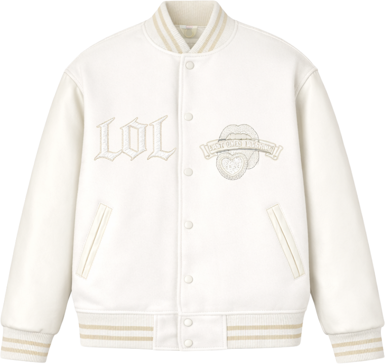 WHITE LETTERMAN JACKET