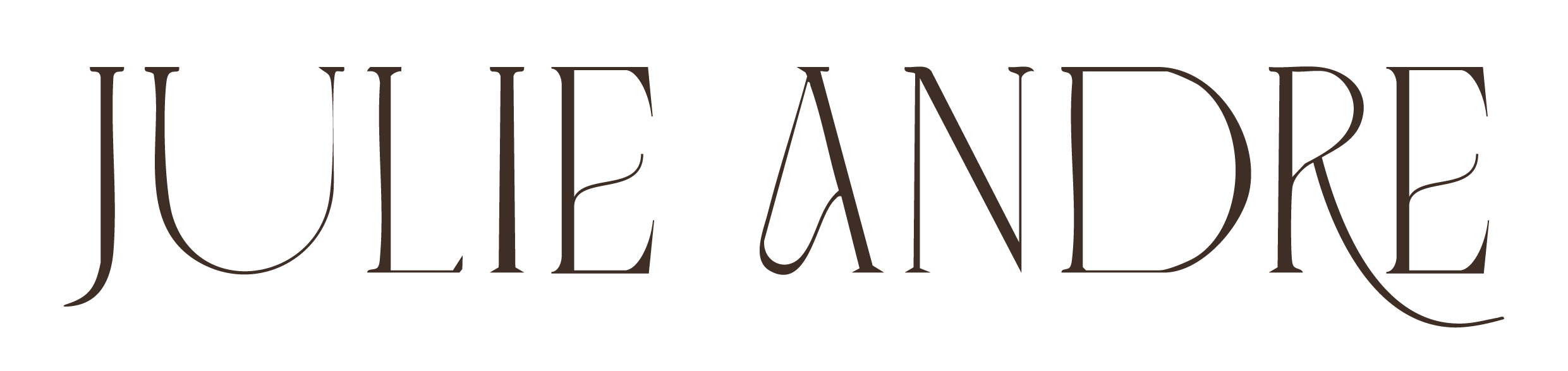 The text 'JULEE ANDRE' written in large, elegant, brown font on a black background.