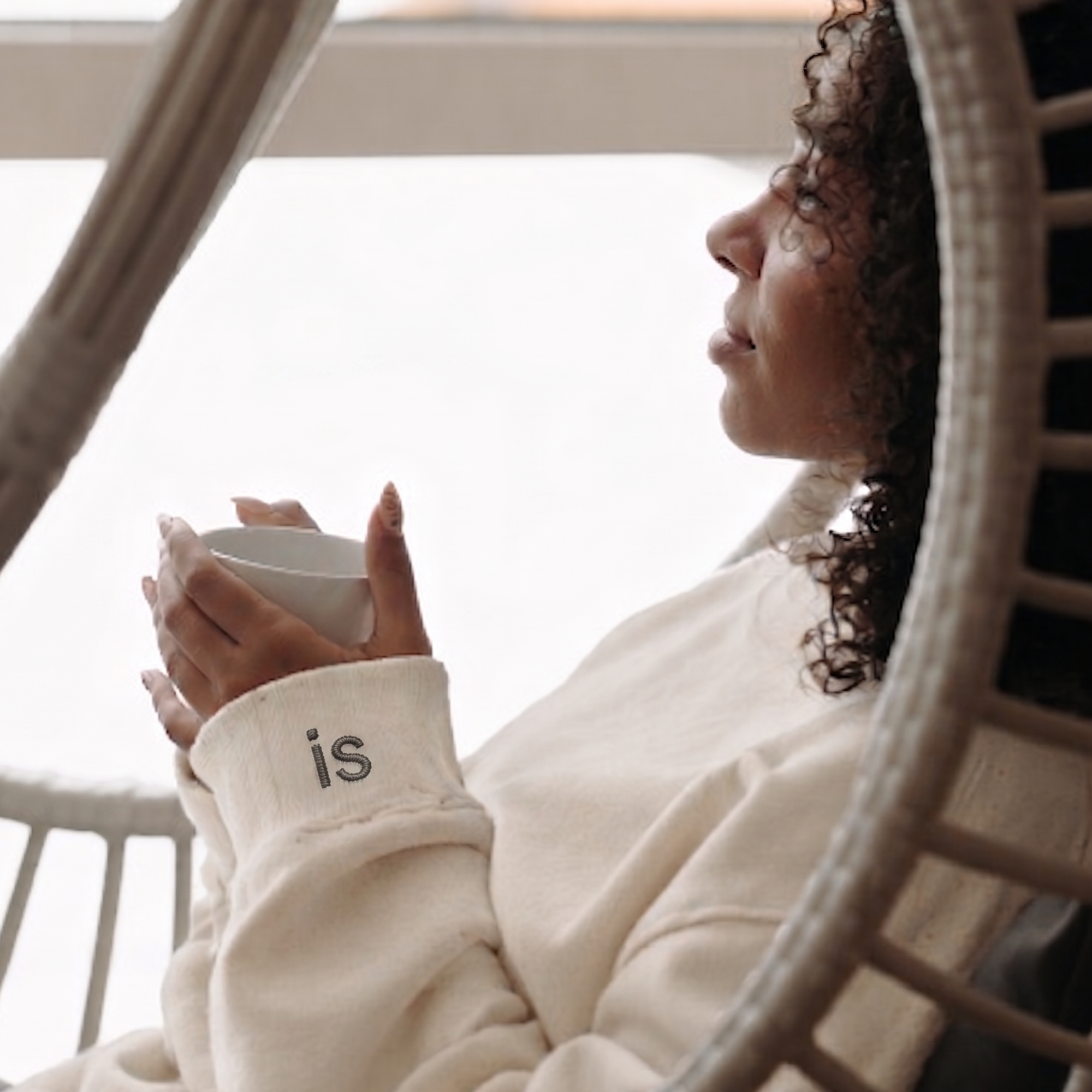 <img source='pic.gif' alt='Close-up of the is sweatshirt cuff showing subtle embroidery for the Human & Co. reset ritual'/>