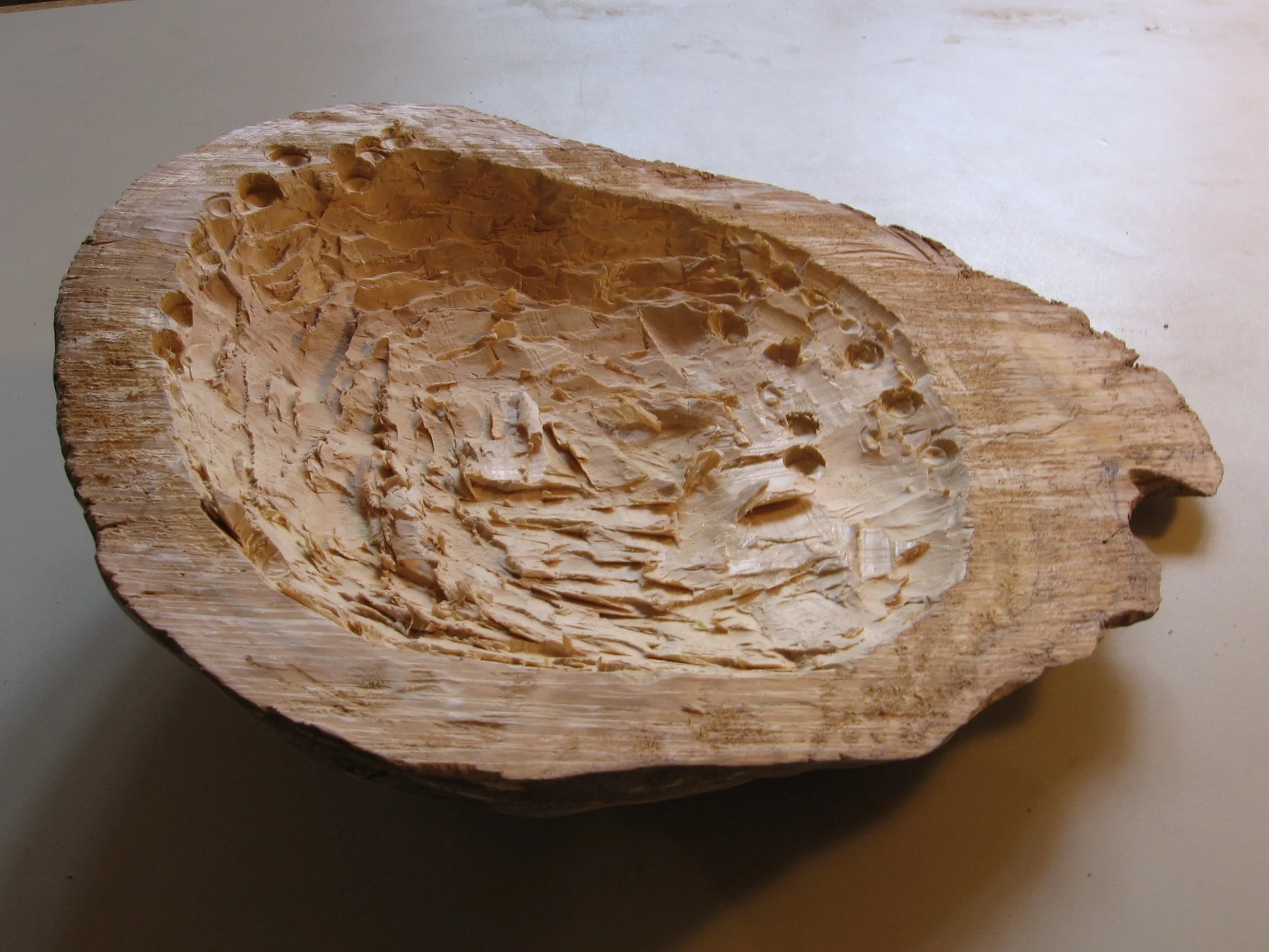 Burl from spruce tree, hollowed out to create custom one of a kind tenor guitar. Immortal Guitars, lutier, Elaine Moulton