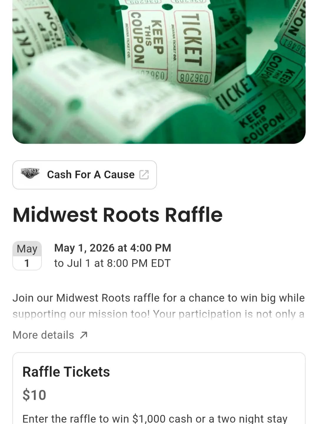 It's RAFFLE SEASON!! Buy a raffle ticket or 5 to support our athletes this summer. Win $1,000 OR a two night stay in OKC to enjoy two lower bowl tickets to watch the Thunder play!

https://www.zeffy.com/en-US/ticketing/midwest-roots-raffle