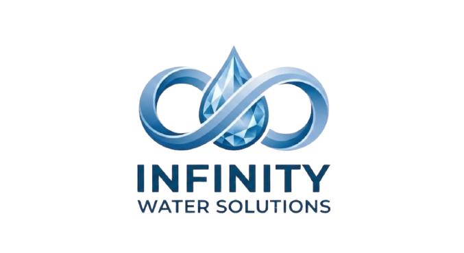Logo for Infinity Water Solutions featuring a stylized water droplet and infinity symbol with blue and gray colors.