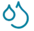 A blue teardrop-shaped illustration with a small hole at the top, representing a drop of water.