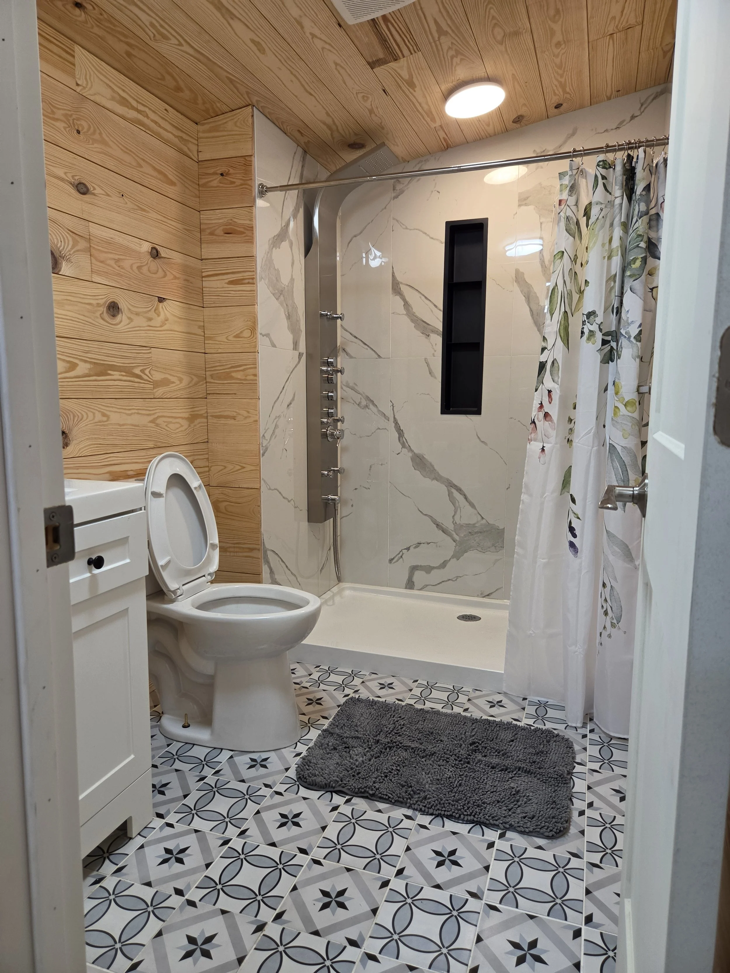 Newly remodeled Coyote Den bathroom addition with luxury walk in shower. 