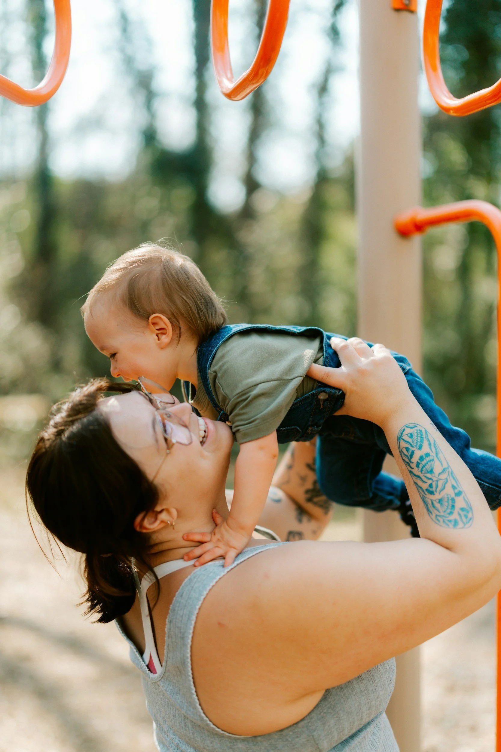 mom at park with toddler
