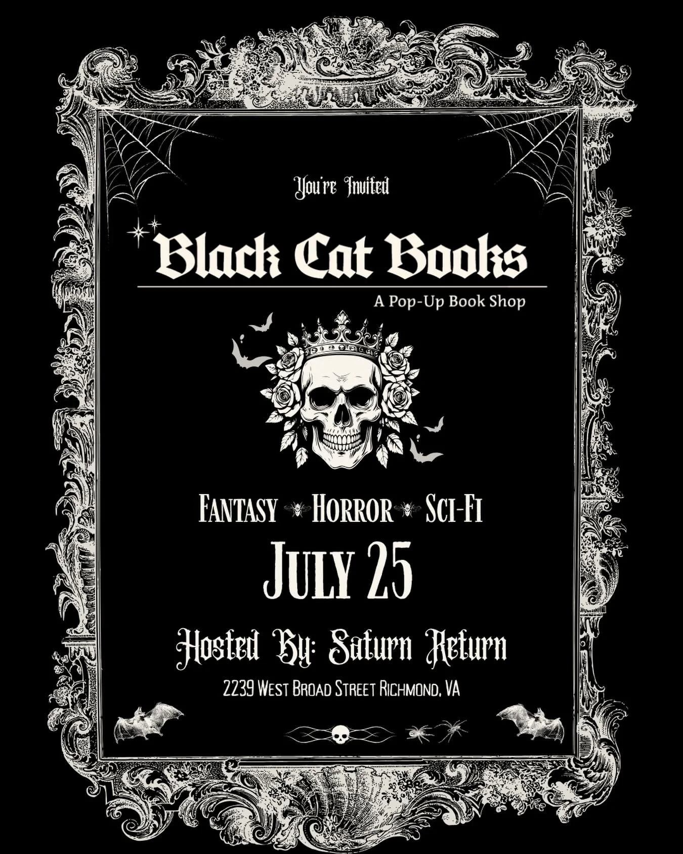 RICHMOND VA!! We&rsquo;re popping up at @shopsaturnreturn on July 25th! @visitrichmondva @richmondhardcoreshows #richmondva #horror #indiebookseller #blackcatbookspopup