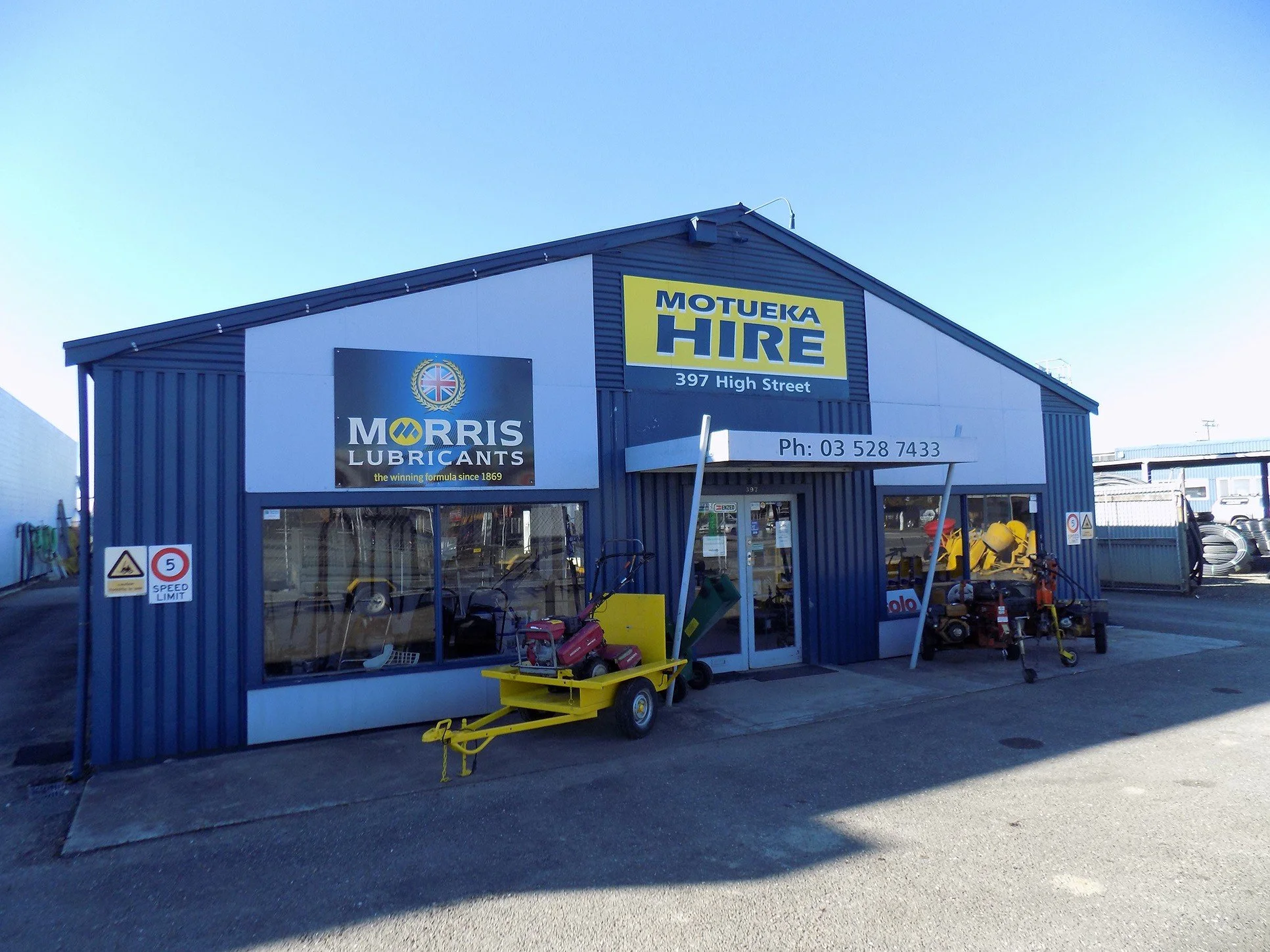 front of Motueka Hire building