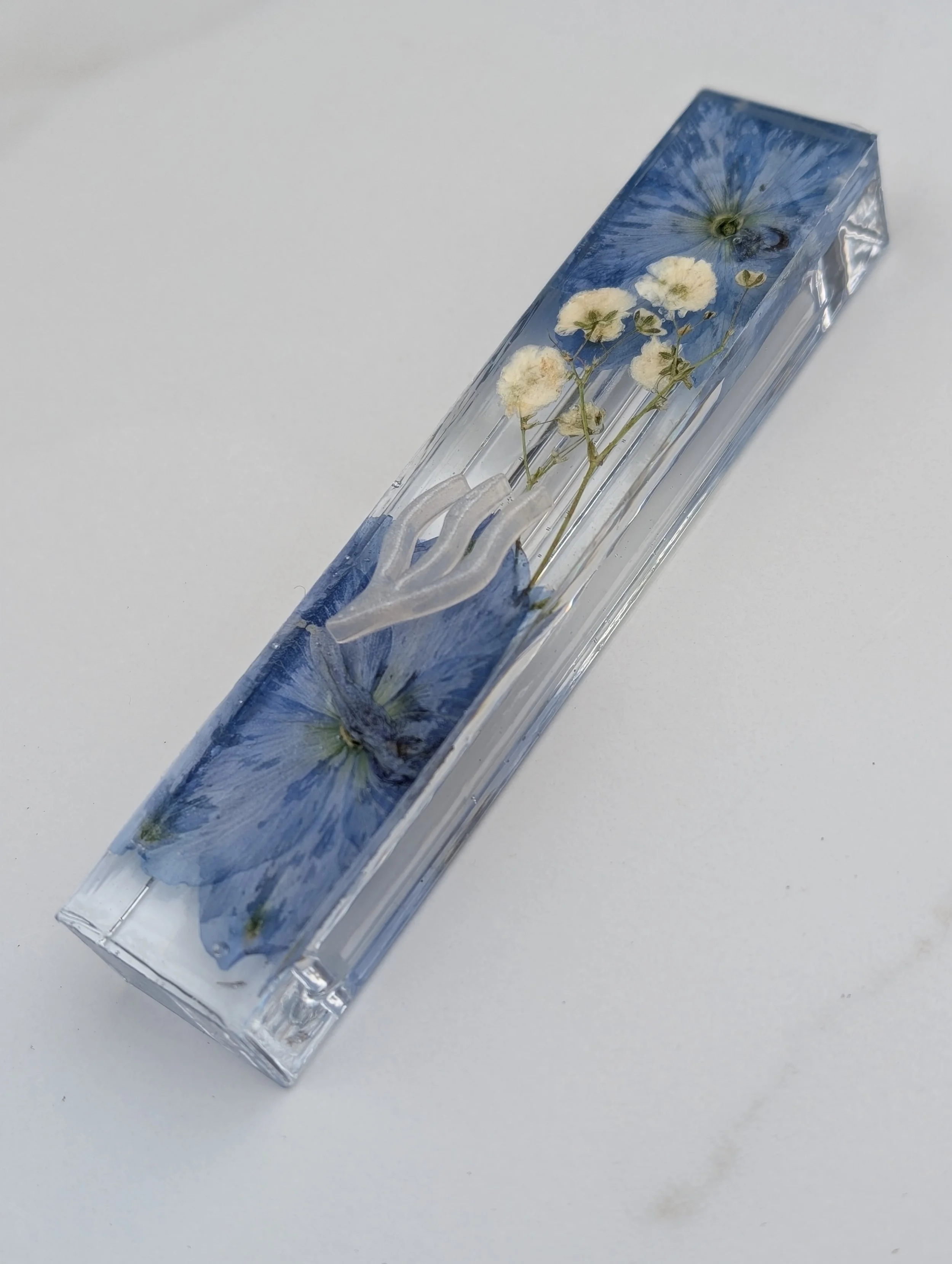 Blue Bloom Mezuzah