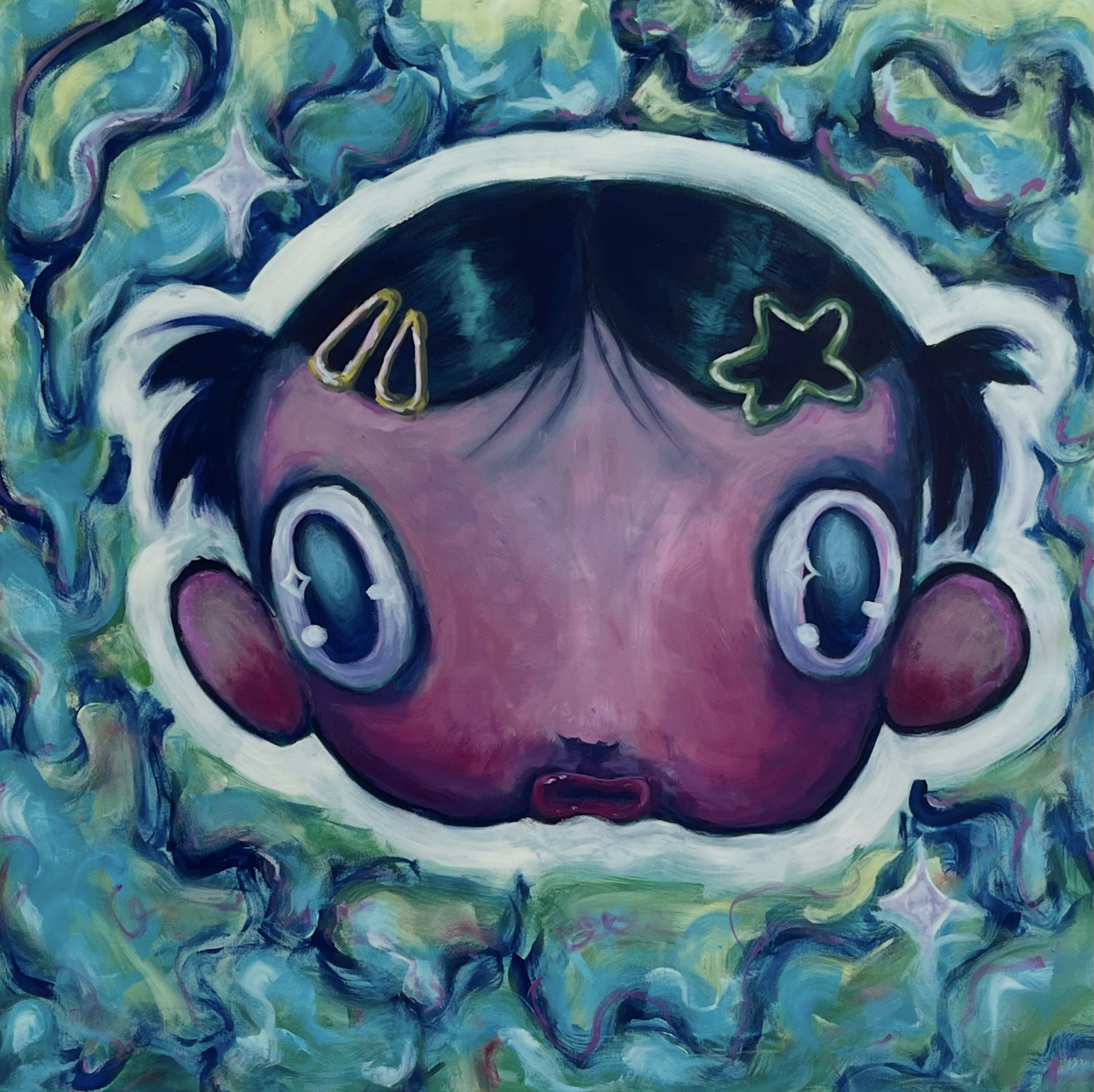 Self Portrait; 4ftx4ft; Acrylic on canvas