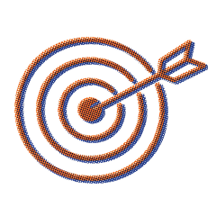 A digital illustration of a target with an arrow hitting the bullseye.