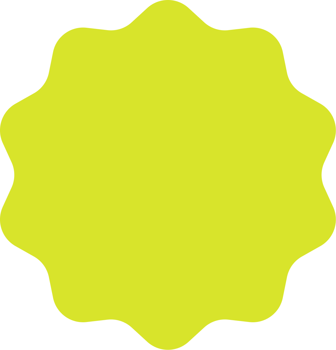 Bright yellow scalloped shape on black background.