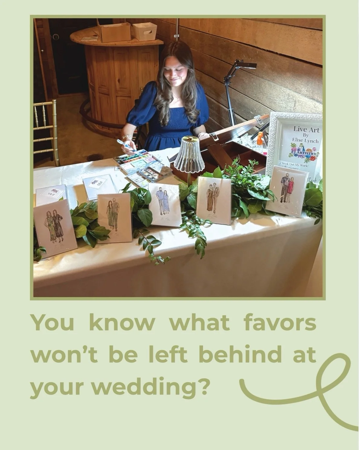 Wedding favors they will actually keep >>> 🤍

Your guests get a hand-painted portrait of themselves, and you don&rsquo;t have to assemble a single favor!! 

Inquire for a quote today! Link in my bio💌

#wedding #trend #art #vendor #weddingf