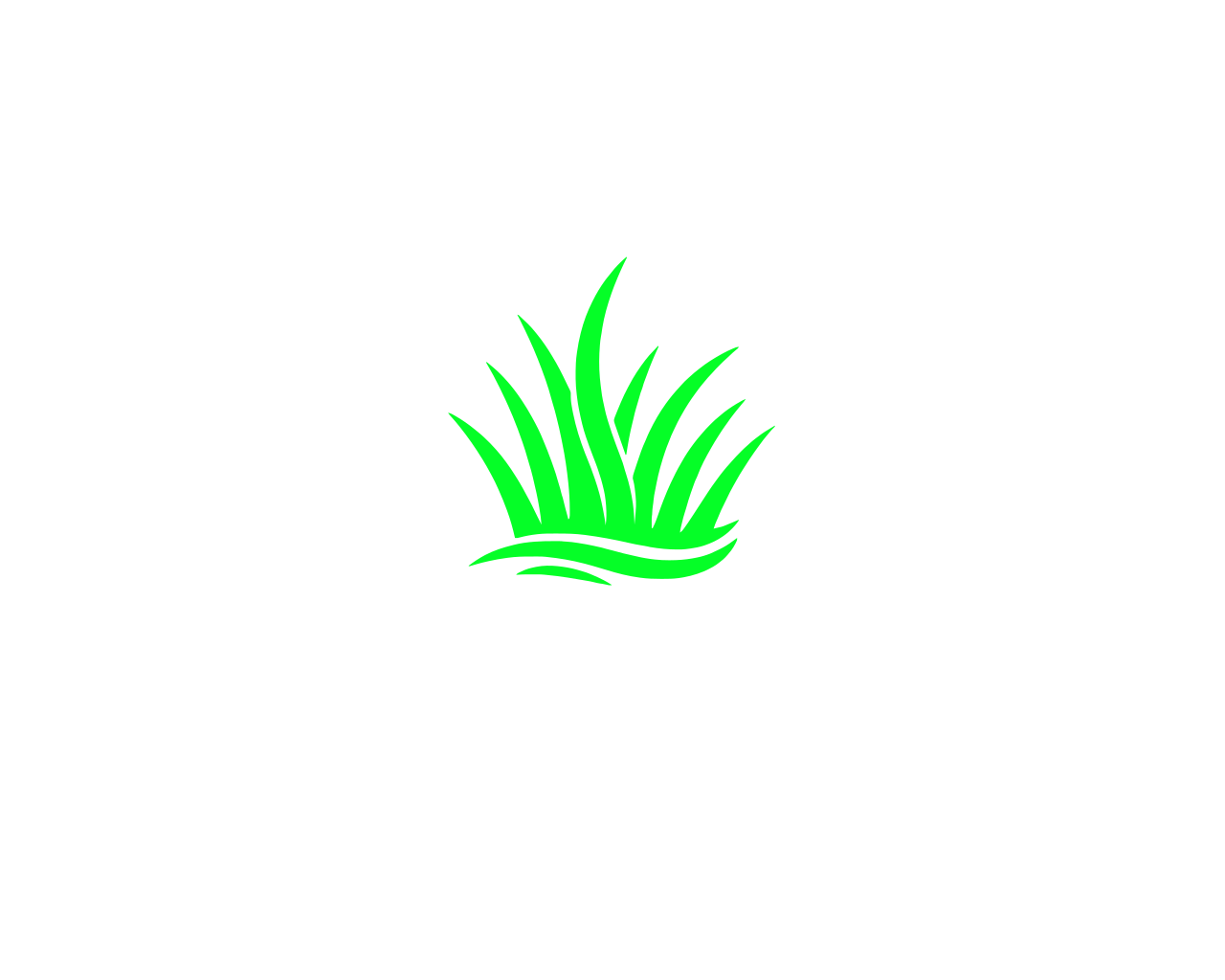 Black background with a green silhouette of grass at the center.