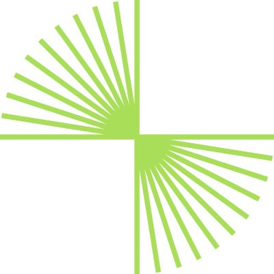 Green radial lines forming a quarter circle pattern on a black background.