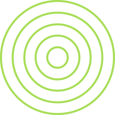Green concentric circles on a black background.