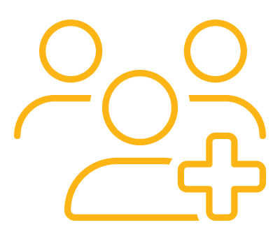 yellow worker + health icon