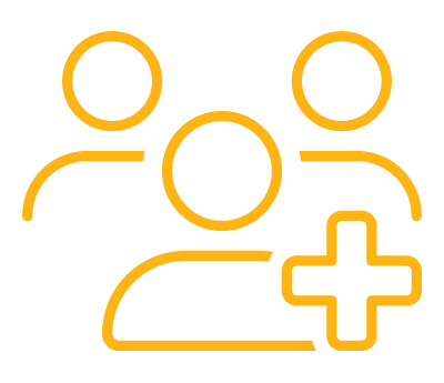 yellow worker + health icon