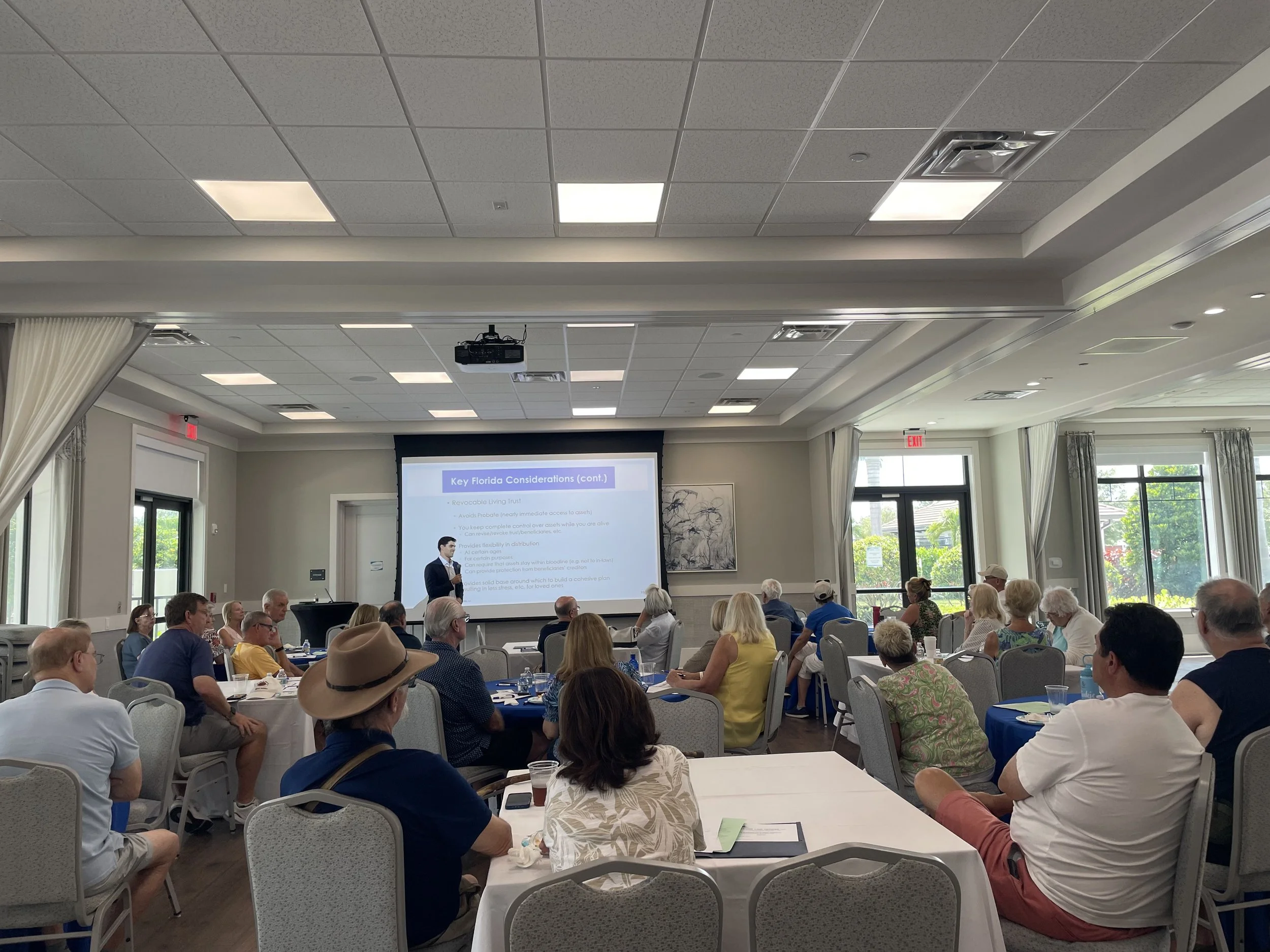 Attorney Vito Bavaro presenting an estate planning seminar to a full room in Lakewood Ranch, Florida