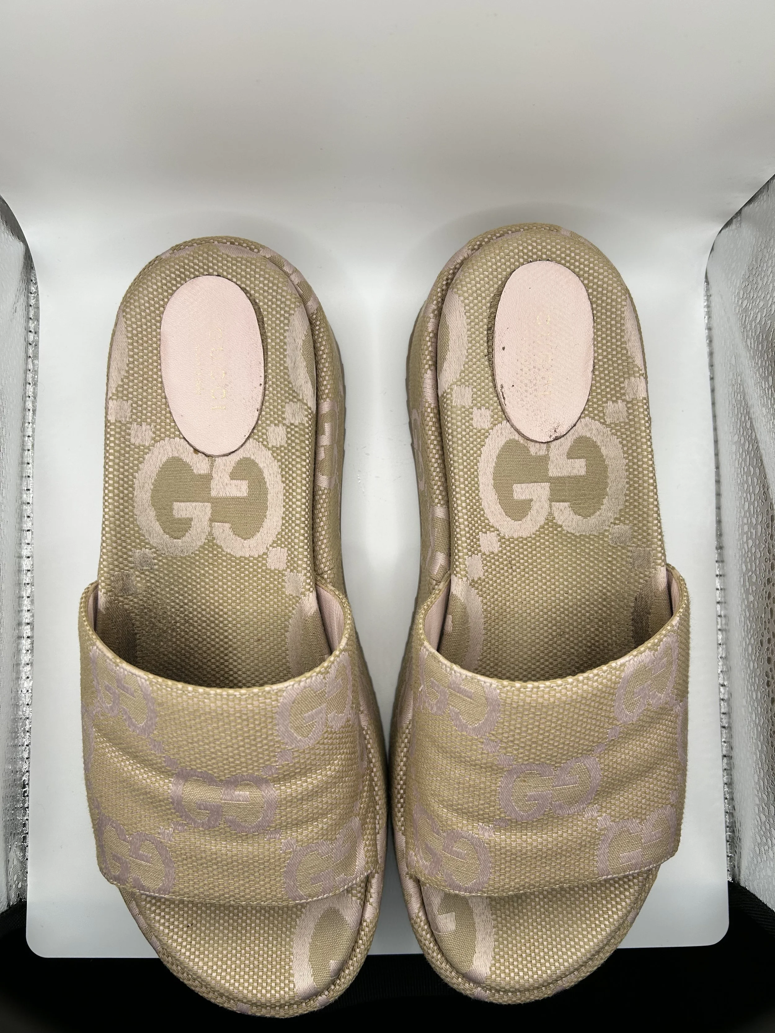 Gucci Monogram Platform Slides