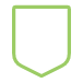 Green shield icon with a black border