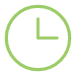 Green clock icon showing the time as approximately 9:00.