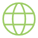 Green globe icon with latitude and longitude lines