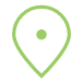 Map pin icon, green outline with a black dot in the center.