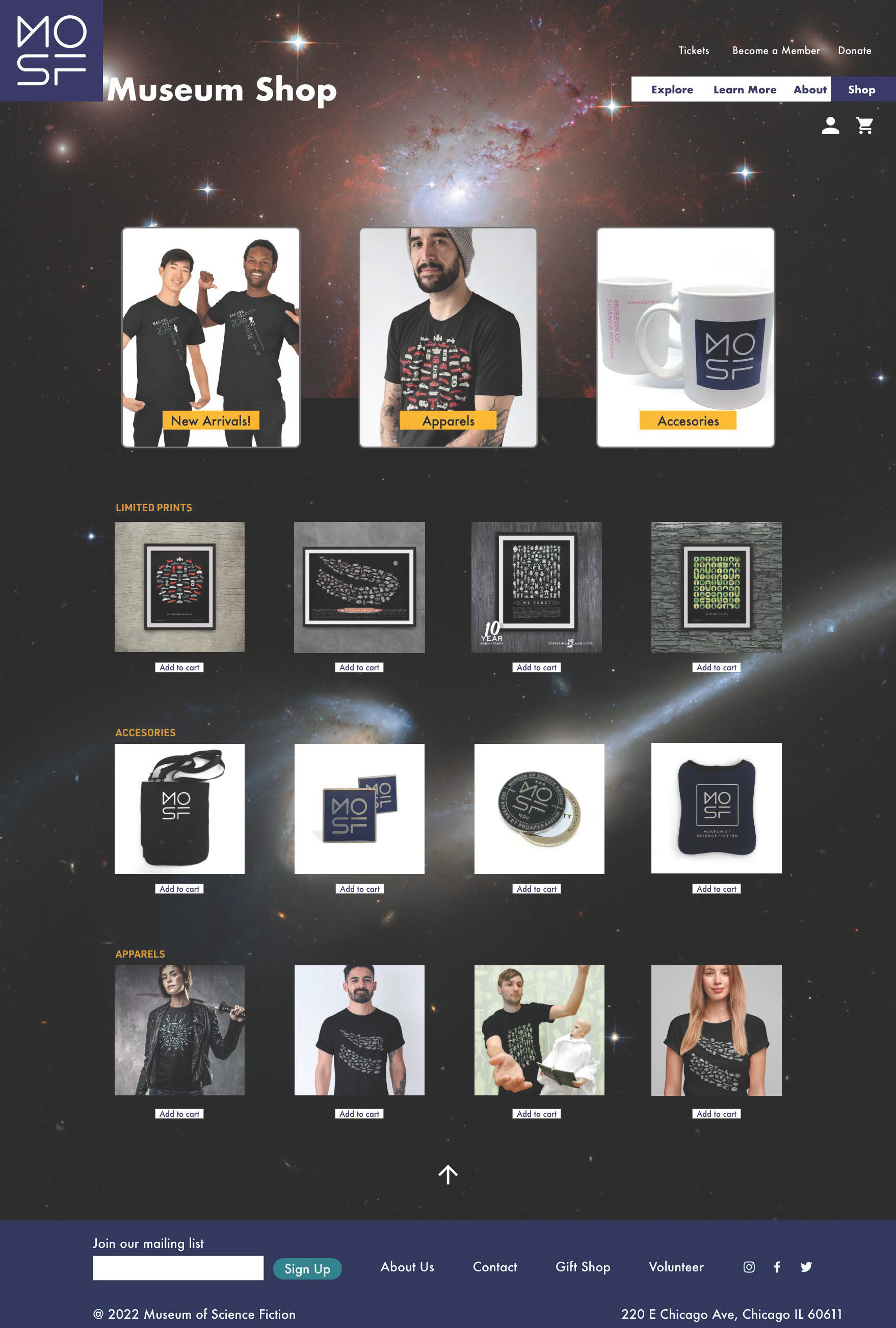 Gift Shop page