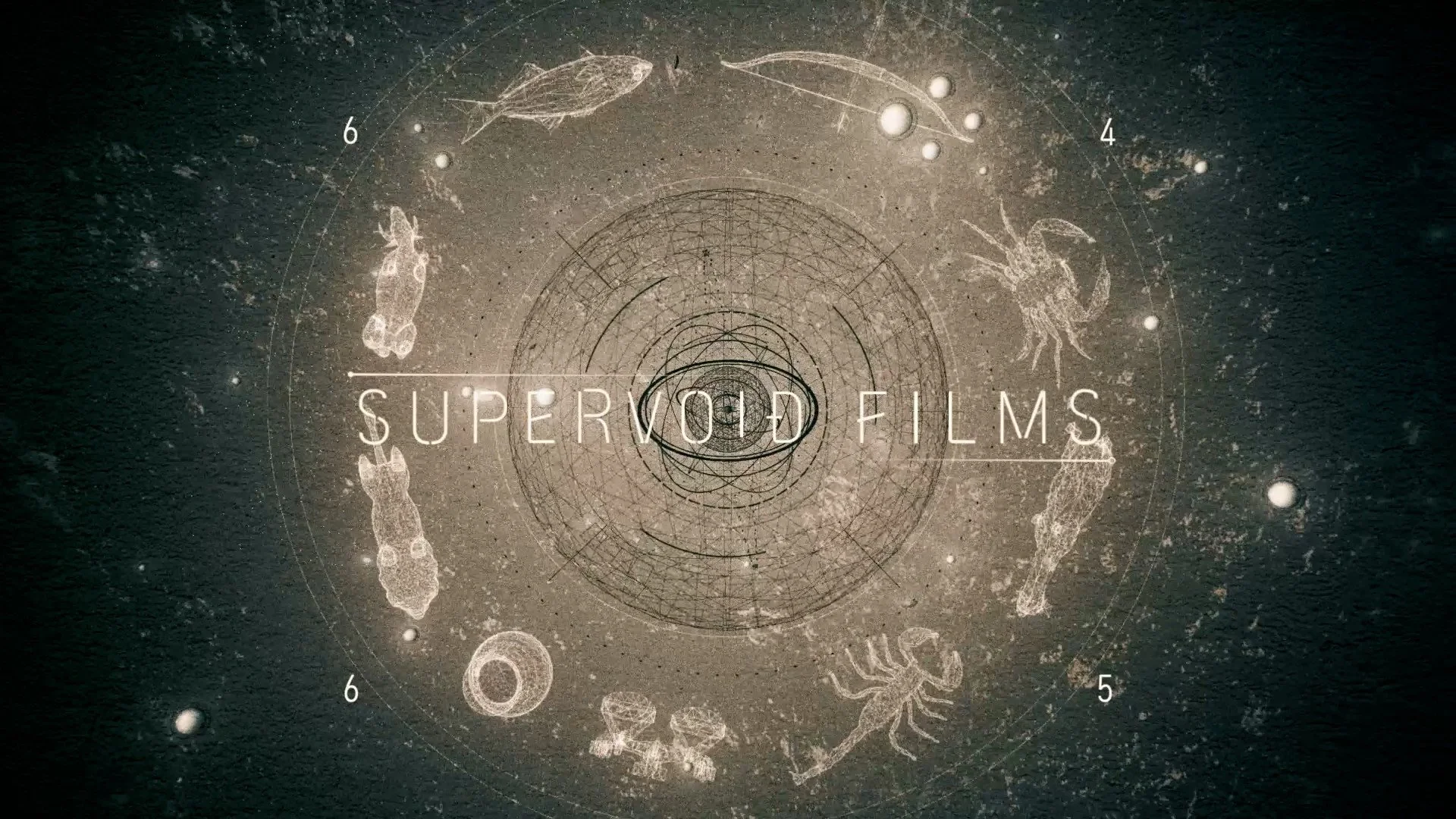 星空の背景に映画会社のロゴ「SUPER GOOD FILMS」が中央に配置されている。周囲にはさまざまな動物や微生物の白いシルエットと星のような点が散りばめられている