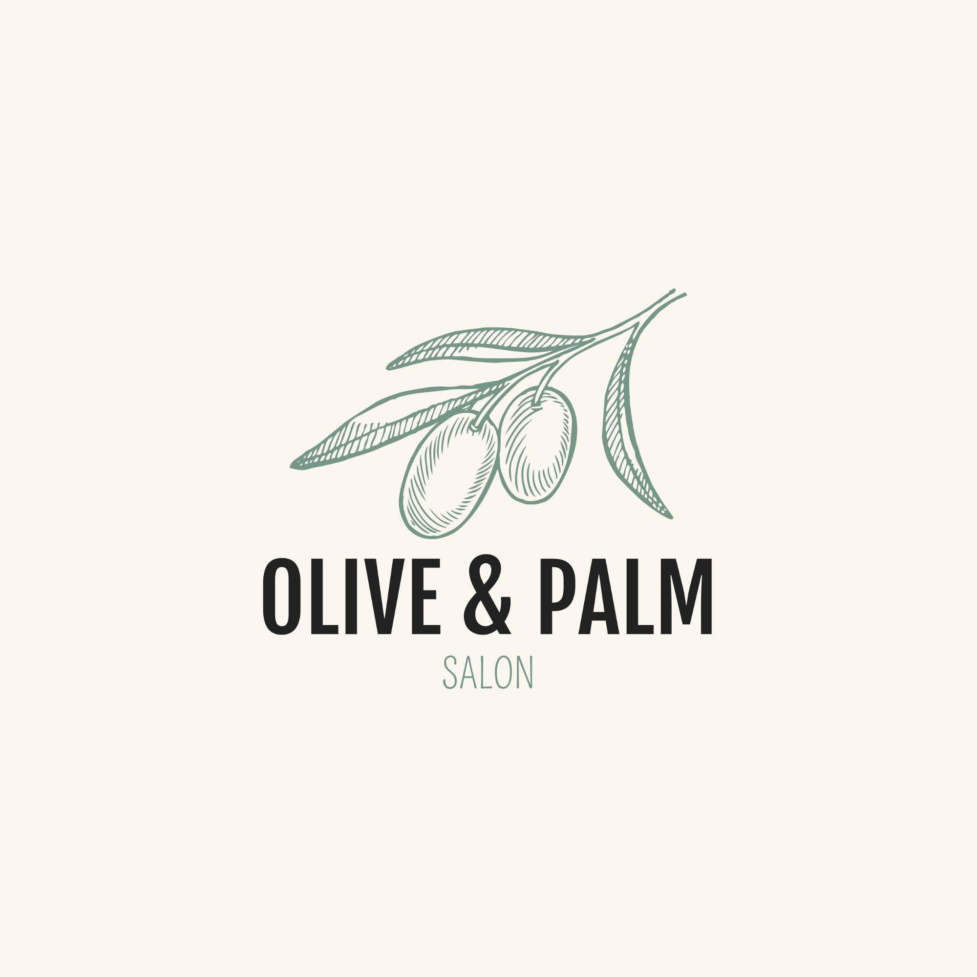 Image of Olive & Palm Salon Owner and employees with logo in the middle.