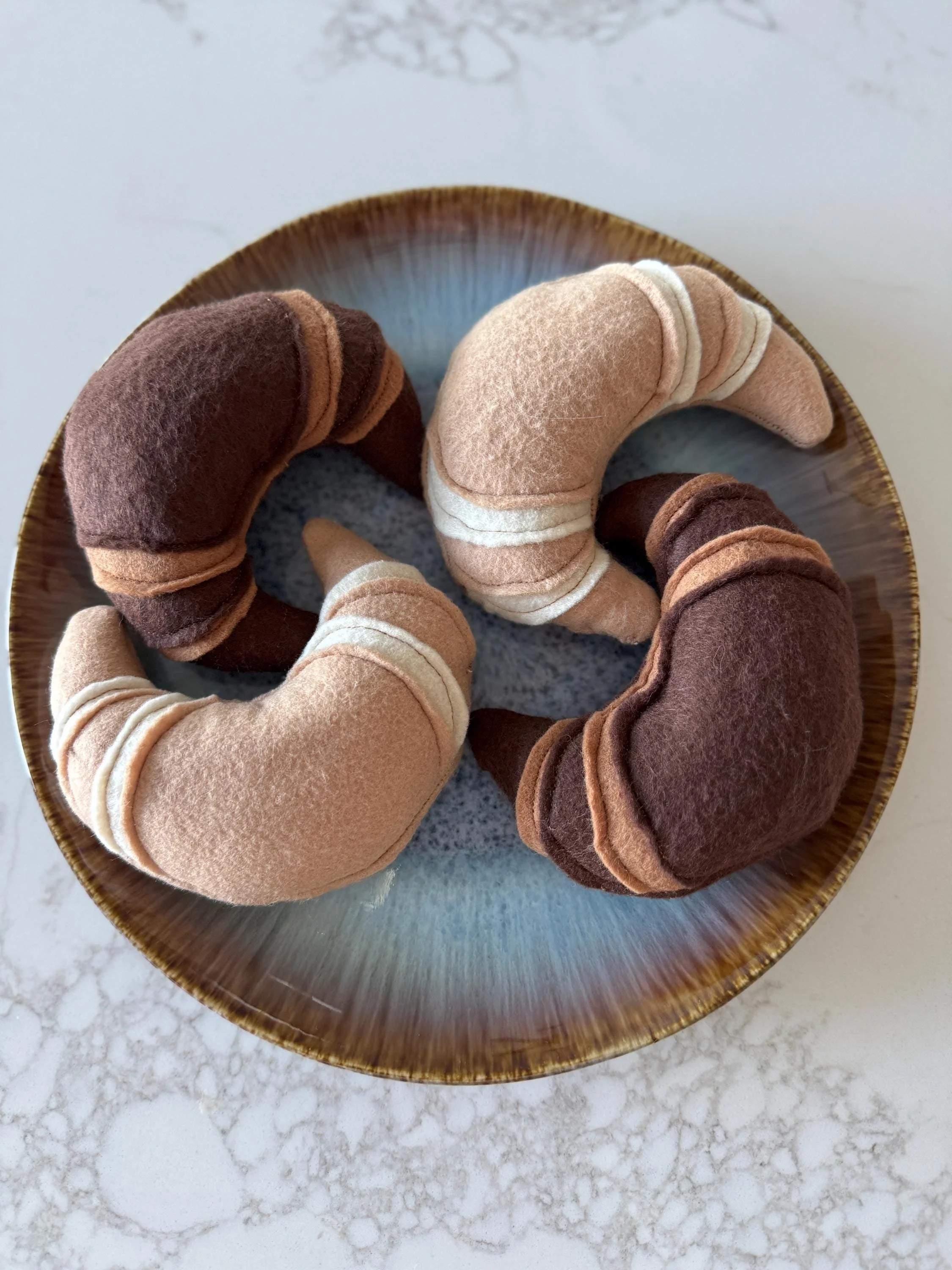 Croissant Pastry Cat Toy | Organic Catnip Stuffed Felt Croissant
