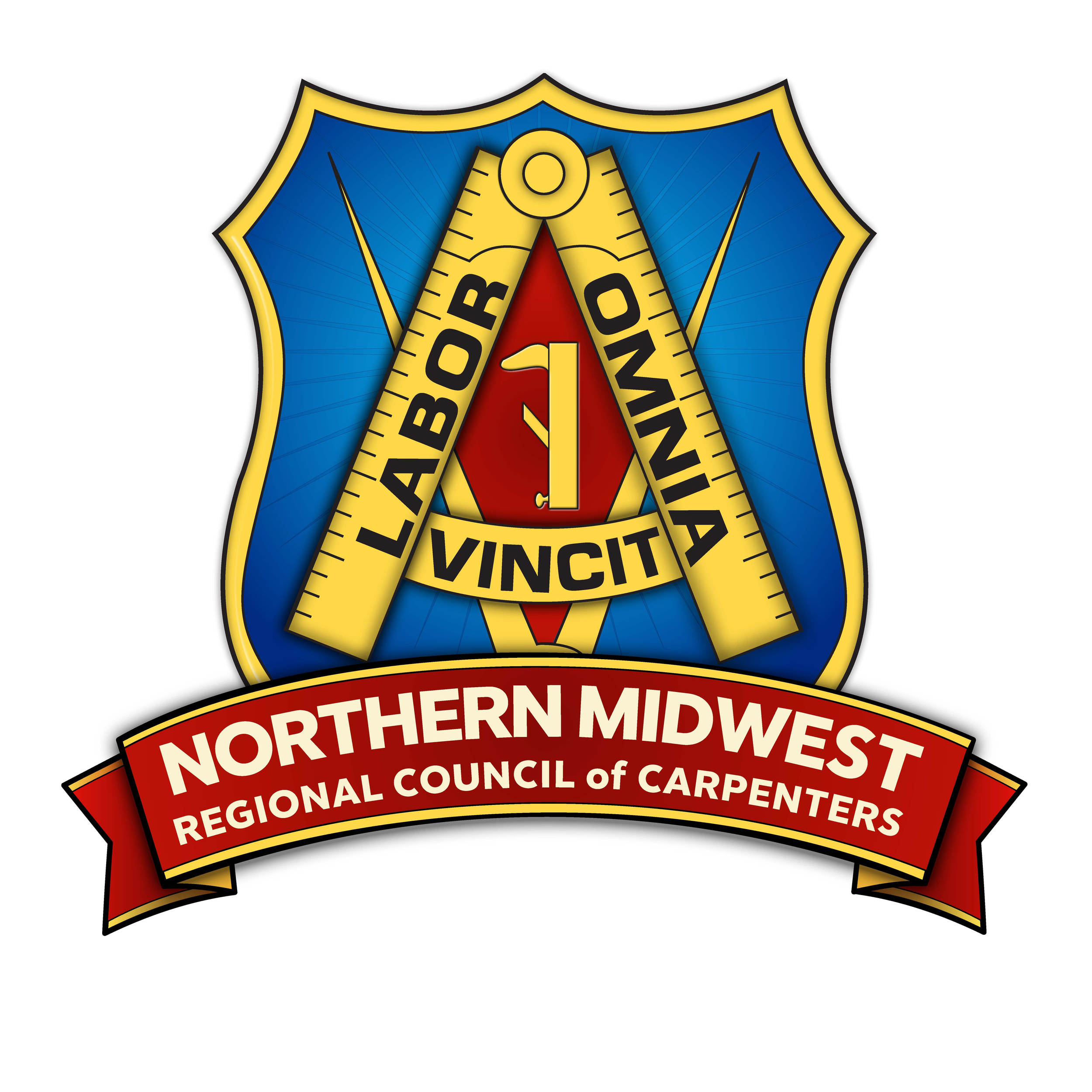 blue yellow red and black logo for northern midwest regional council of carpenters