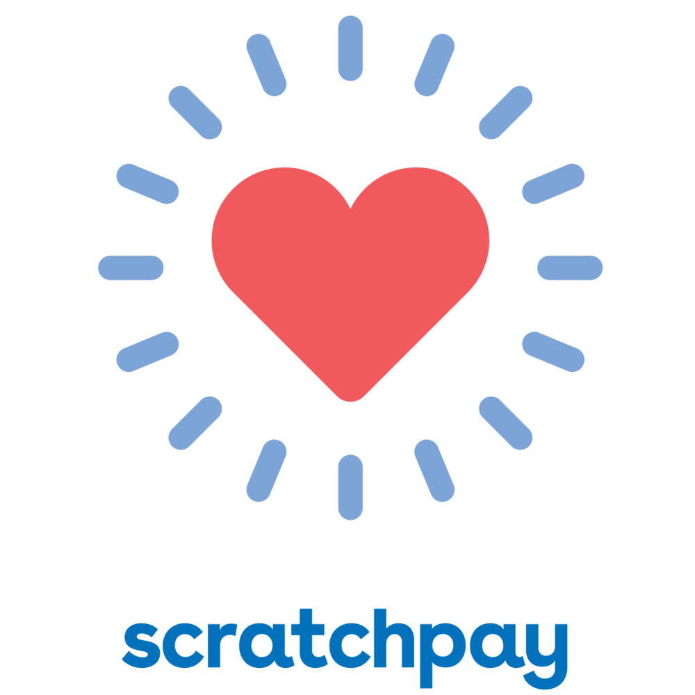 Logo for Scratchpay featuring a red heart with light blue rays around it and the word "scratchpay" underneath.