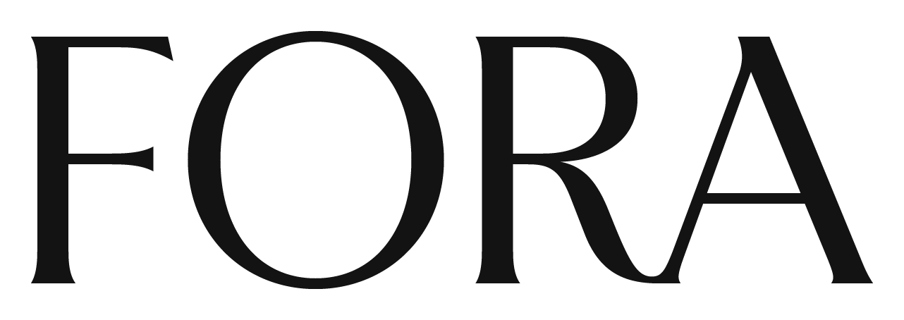 The word 'FORA' written in large, bold black letters on a white background.