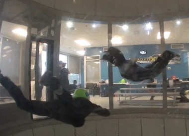 Skydiving through the open sky