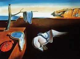 Persistence of Memory painting by artist Salvador Dalí. It consists of a stark landscape with melting clocks.