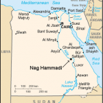 Map of Egypt pointing out the city of Nag Hammadi, a city on the west bank of the Nile.