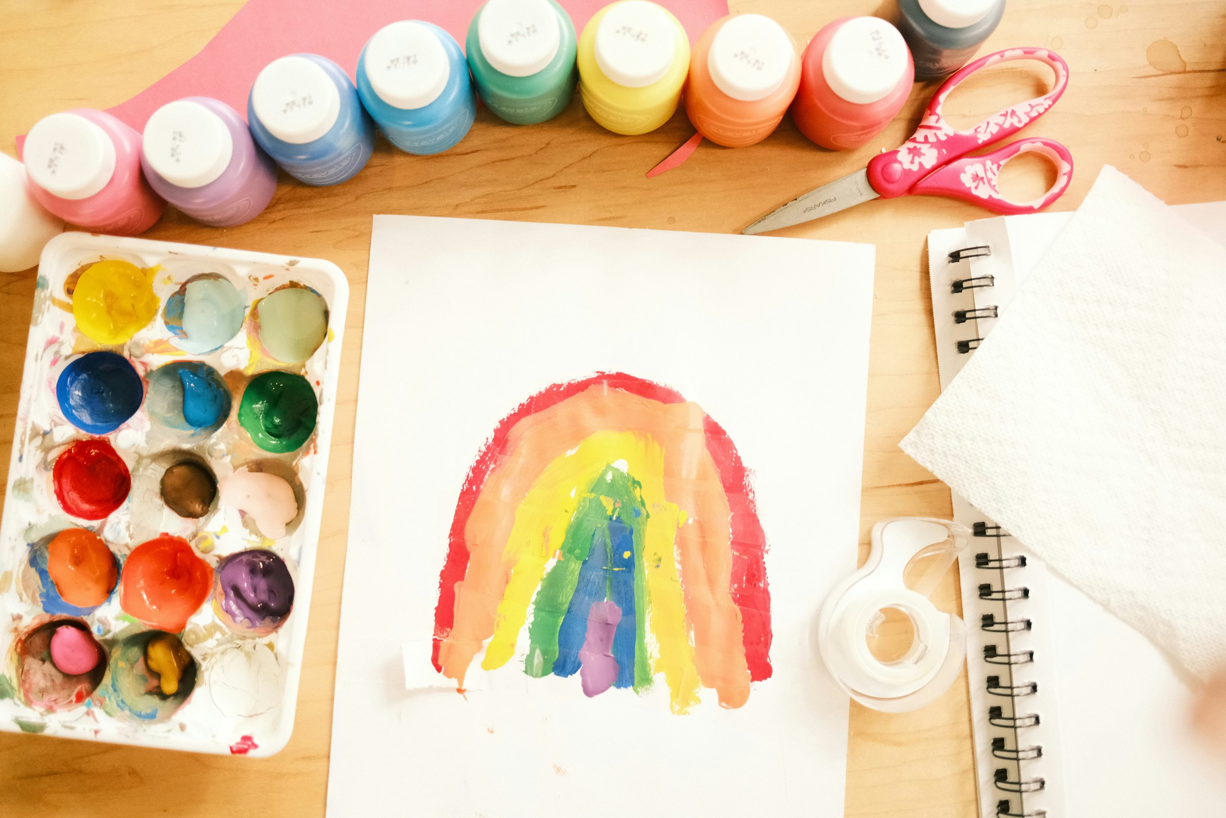 Rainbow painting supplies