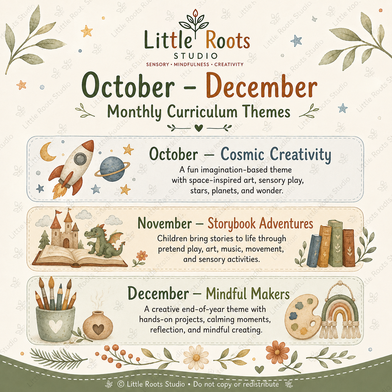 October November December Monthly Curriculum Themes