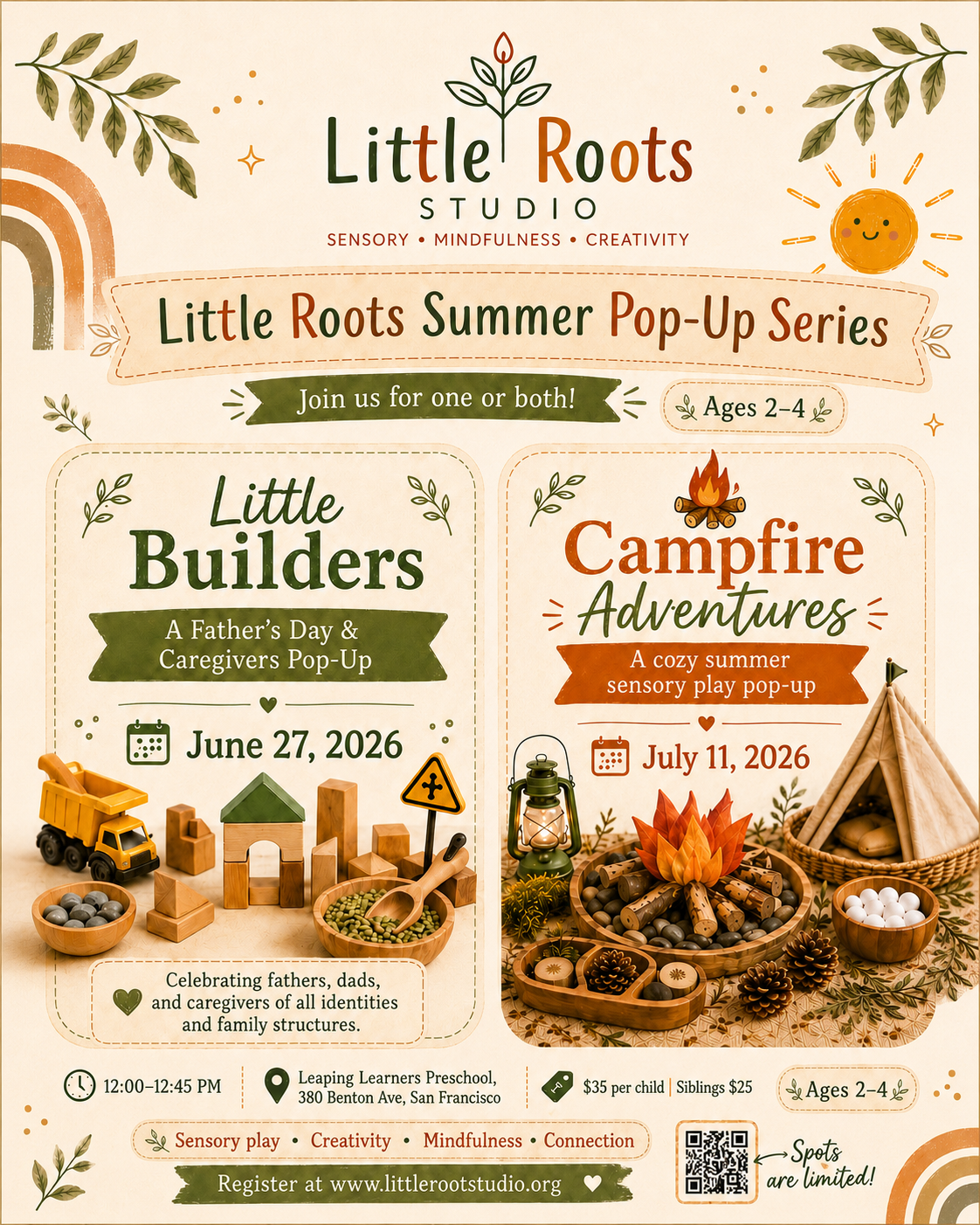 Little Roots Summer Pop-Up Series Little Builders and Campfire Adventures