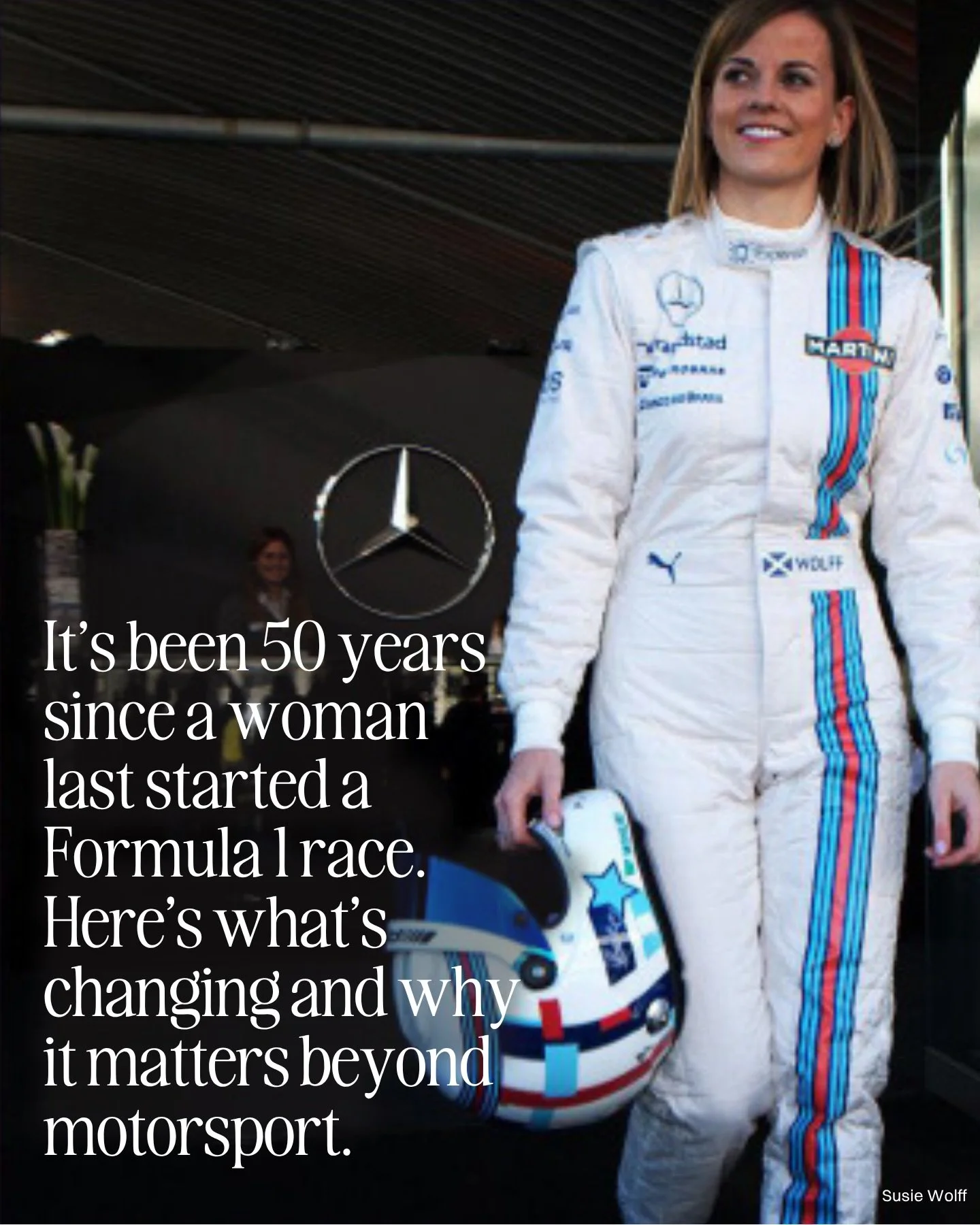 Fifty years since a woman last started a Formula 1 race.
The grid is still waiting. The sport around it is changing.
Susie Wolff is building pathways through F1 Academy. Monisha Kaltenborn changed what leadership in the paddock could look like. Rache