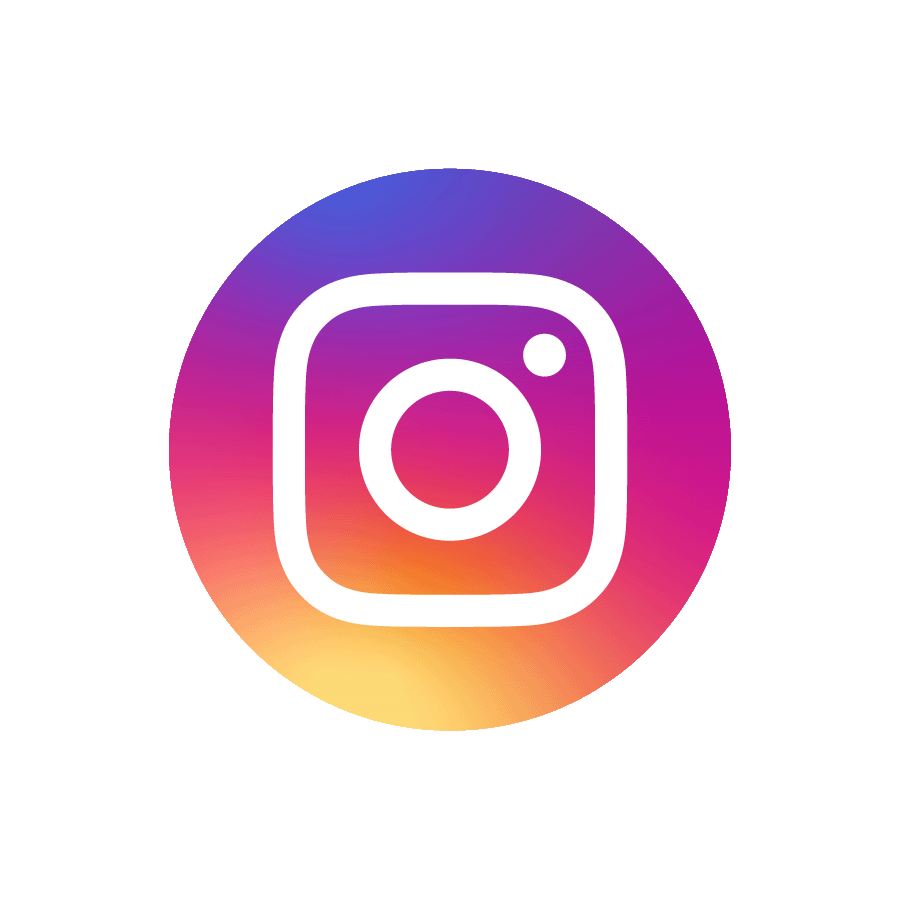 Instagram logo with a rainbow gradient background.