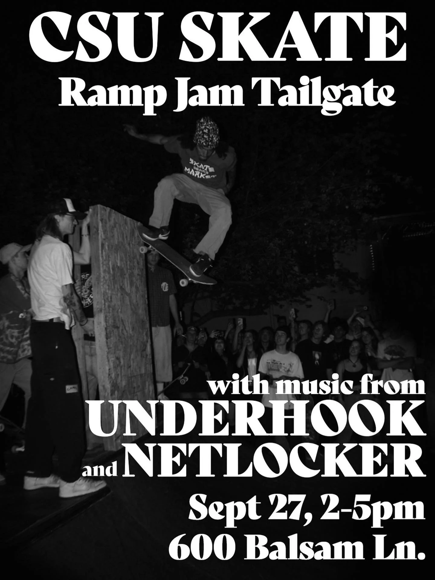 Bring your boards
SATURDAY, September 27th
2:00-5:00 pm
600 Balsam Ln.
Music by:
@underhookband 
@thenetlocker 

Skater in photo: @emet.baker
Shot by: @jstierr